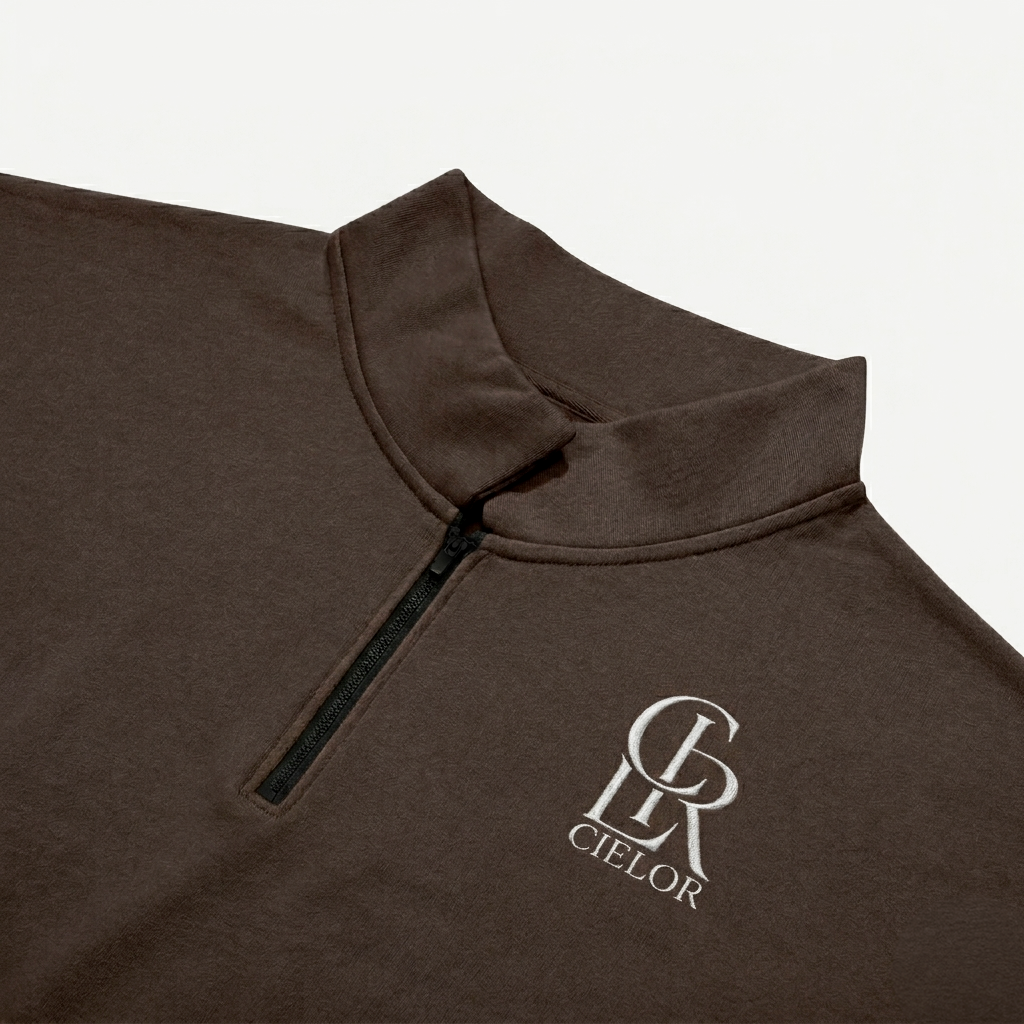 CLR Monogram Half- Zip (Deep Brown)