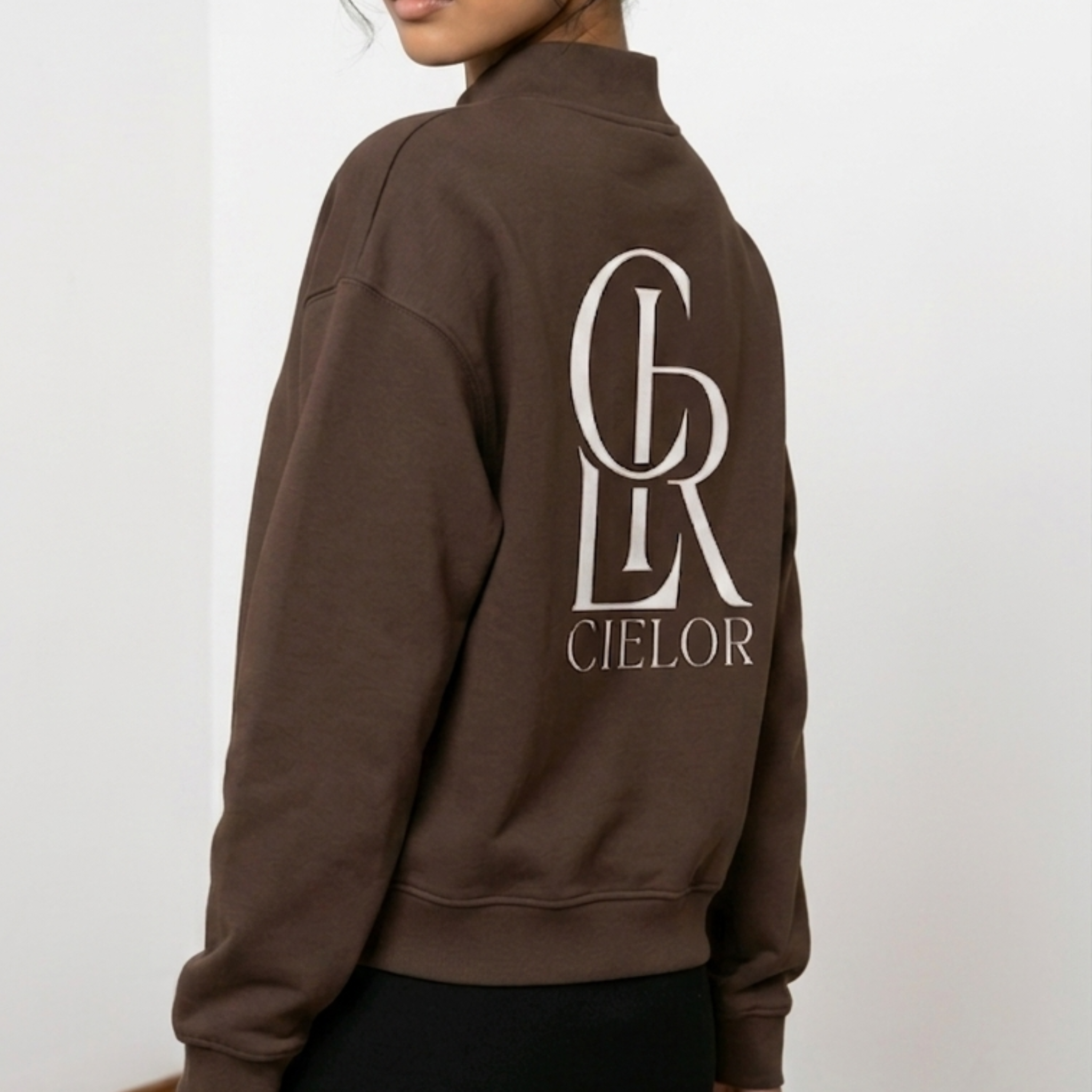 CLR Monogram Half- Zip (Deep Brown)
