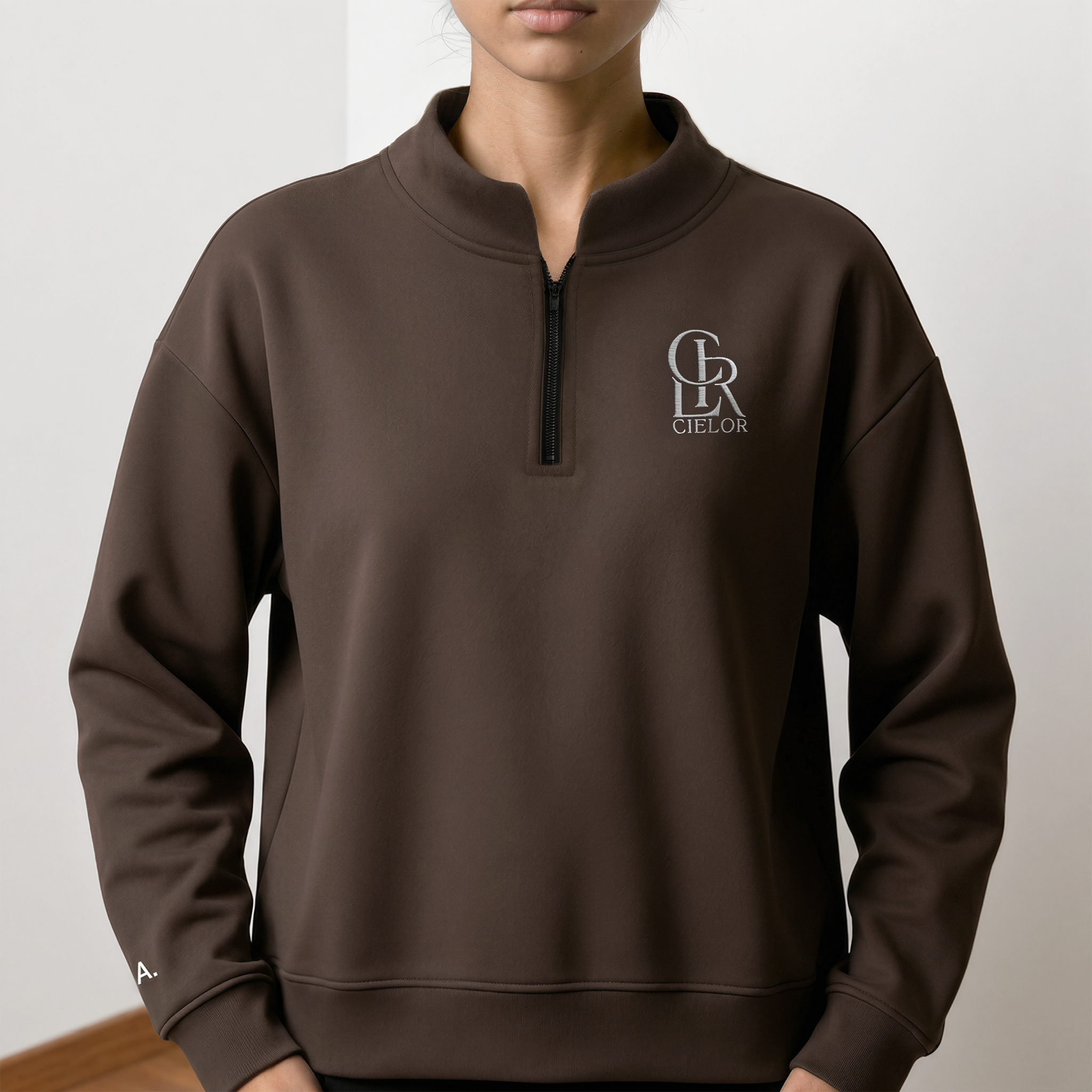 CLR Monogram Half- Zip (Deep Brown)